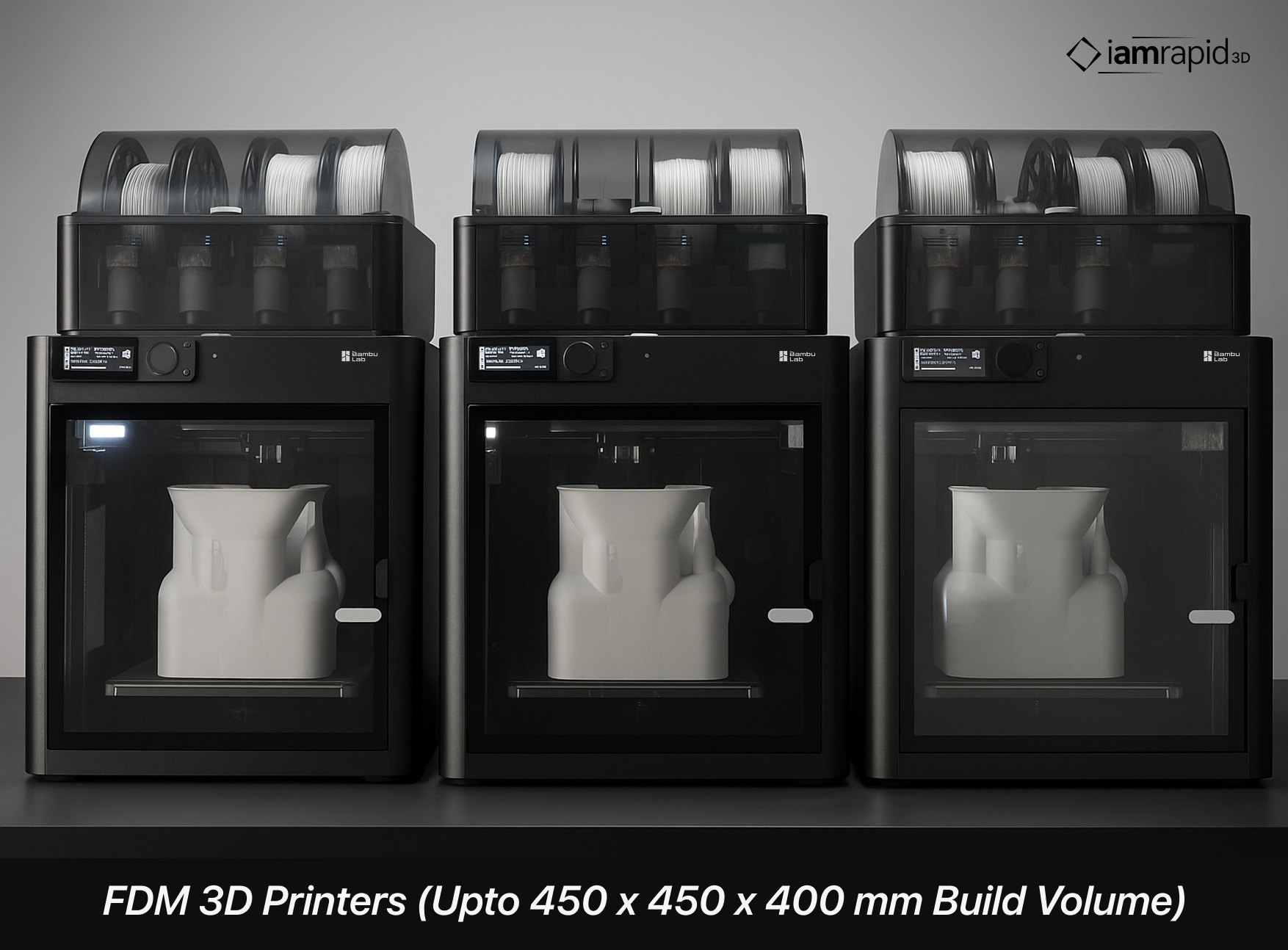Industrial FDM 3D printers with build volume up to 450 x 450 x 400 mm